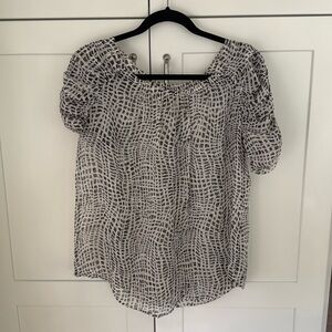 Joie Silk Sheer Top in Black Print